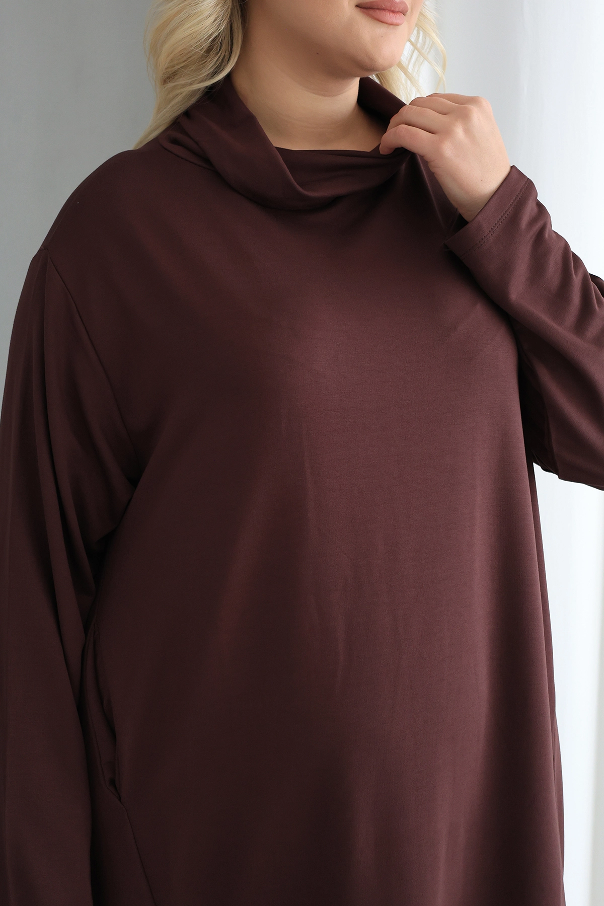 Oversize şal yaka Şık Tunik E– Günlük ve Ofis Kombinleri İçin ZPLUS XXL