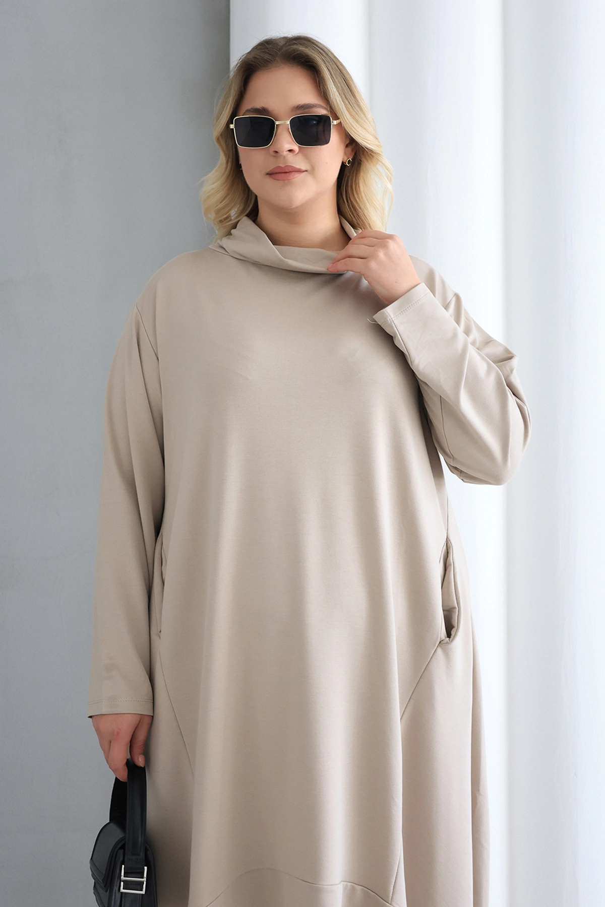 Oversize şal yaka Şık Tunik  – Günlük ve Ofis Kombinleri İçin ZPLUS XXL