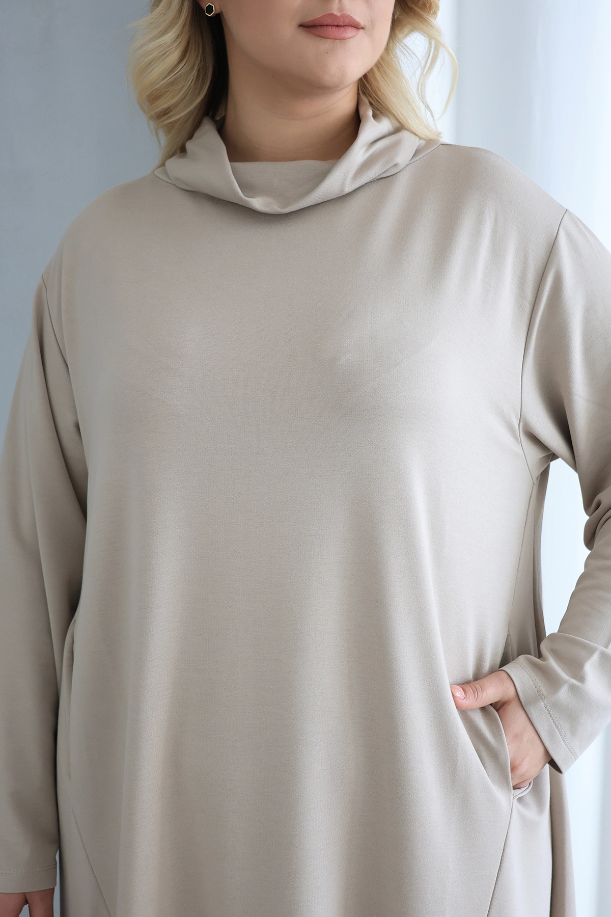 Oversize şal yaka Şık Tunik  – Günlük ve Ofis Kombinleri İçin ZPLUS XXL