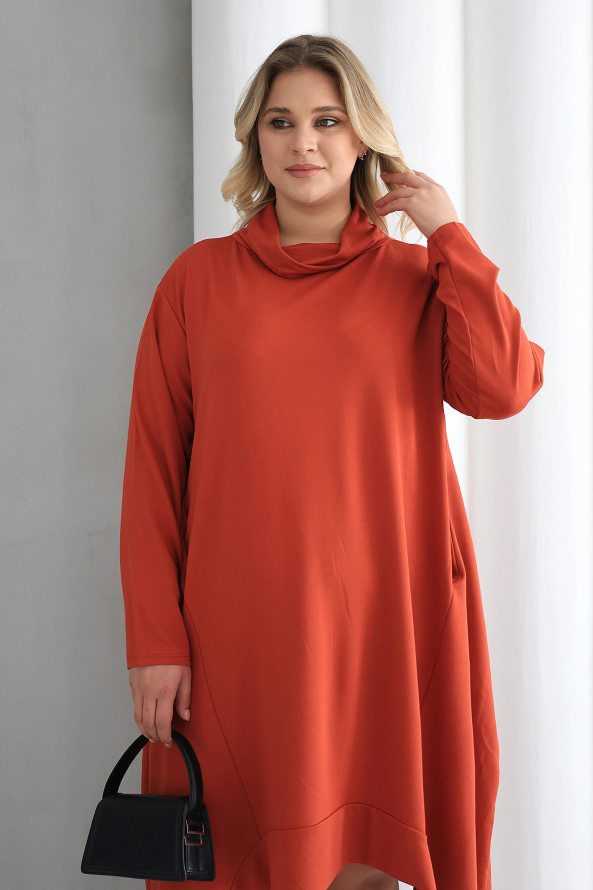 Oversize şal yaka Şık Tunik  – Günlük ve Ofis Kombinleri İçin ZPLUS XXL