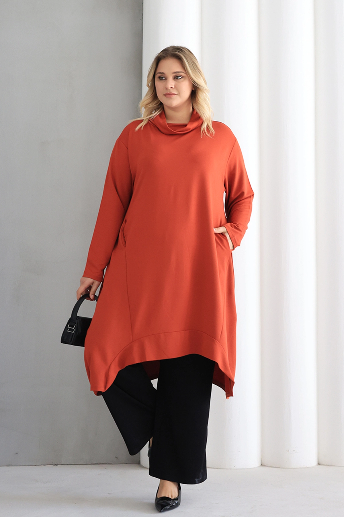 Oversize şal yaka Şık Tunik  – Günlük ve Ofis Kombinleri İçin ZPLUS XXL