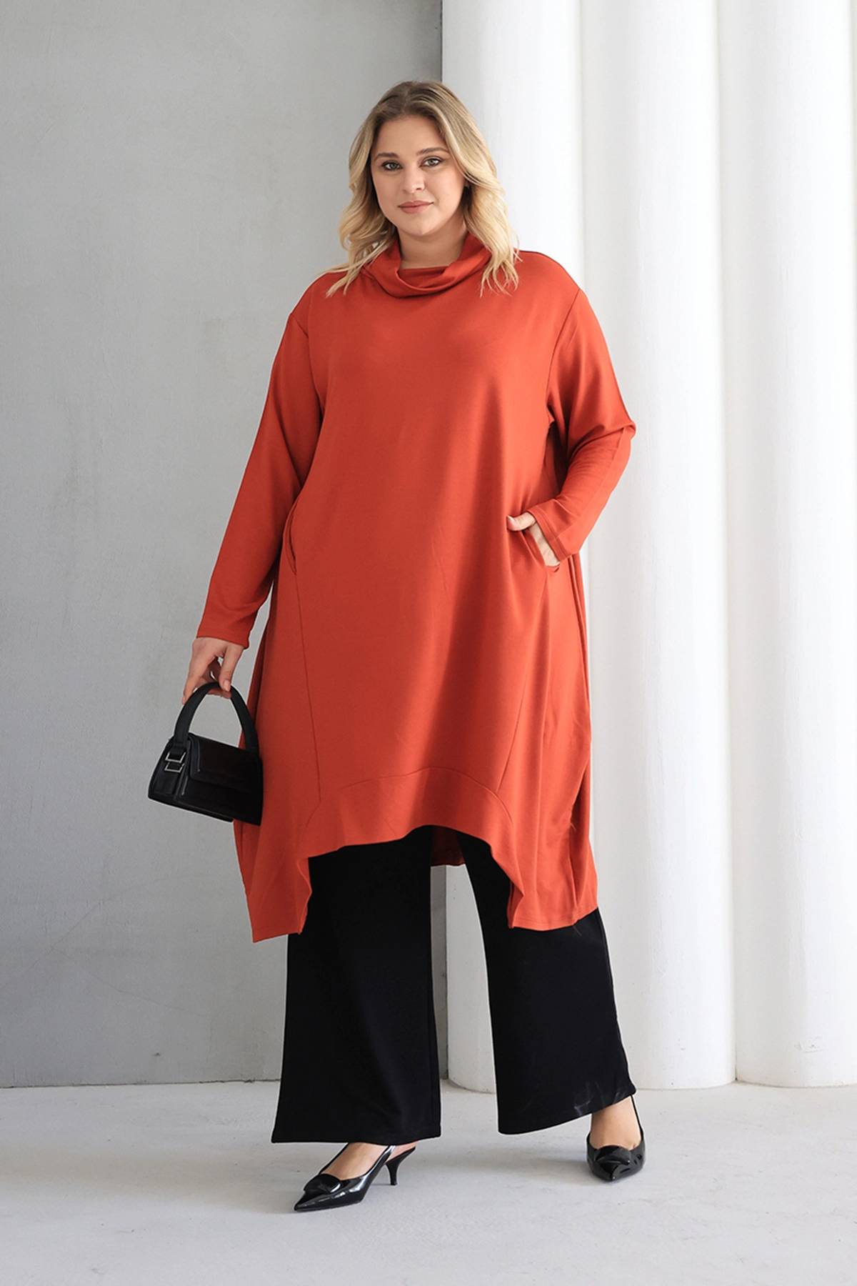 Oversize şal yaka Şık Tunik  – Günlük ve Ofis Kombinleri İçin ZPLUS XXL