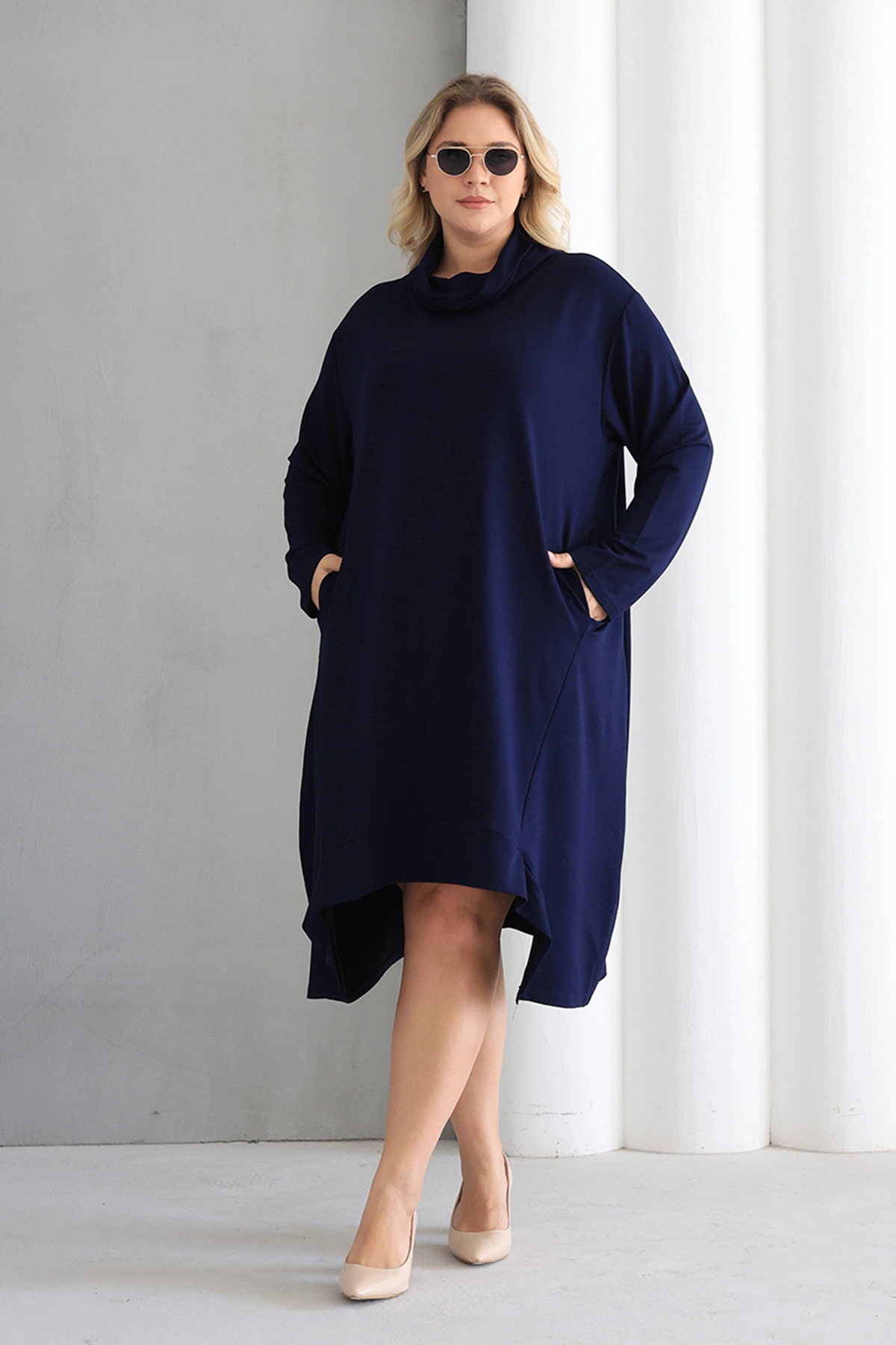 Oversize şal yaka Şık Tunik Elbise – Günlük ve Ofis Kombinleri İçin ZPLUS XXL /h2