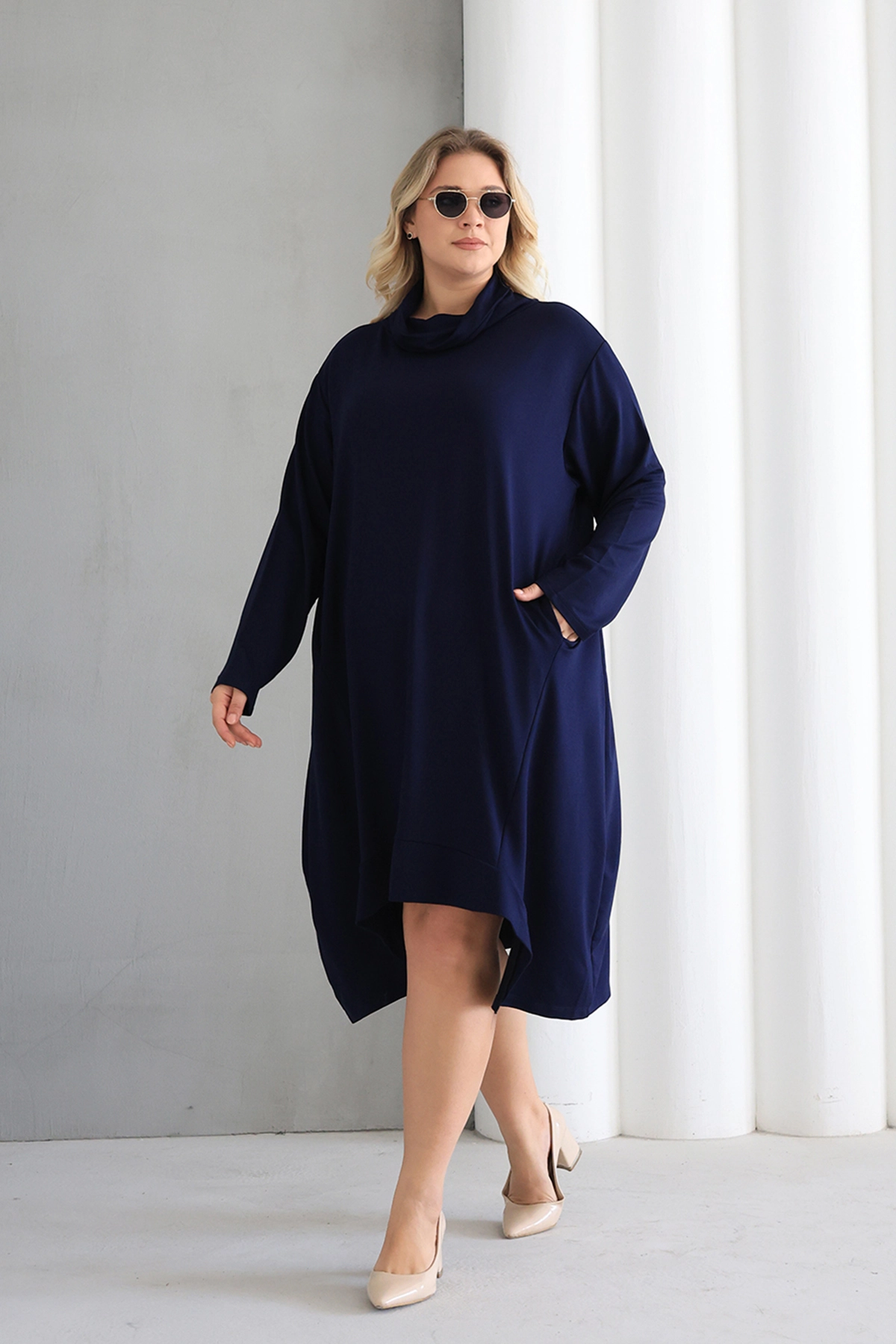 Oversize şal yaka Şık Tunik Elbise – Günlük ve Ofis Kombinleri İçin ZPLUS XXL /h2