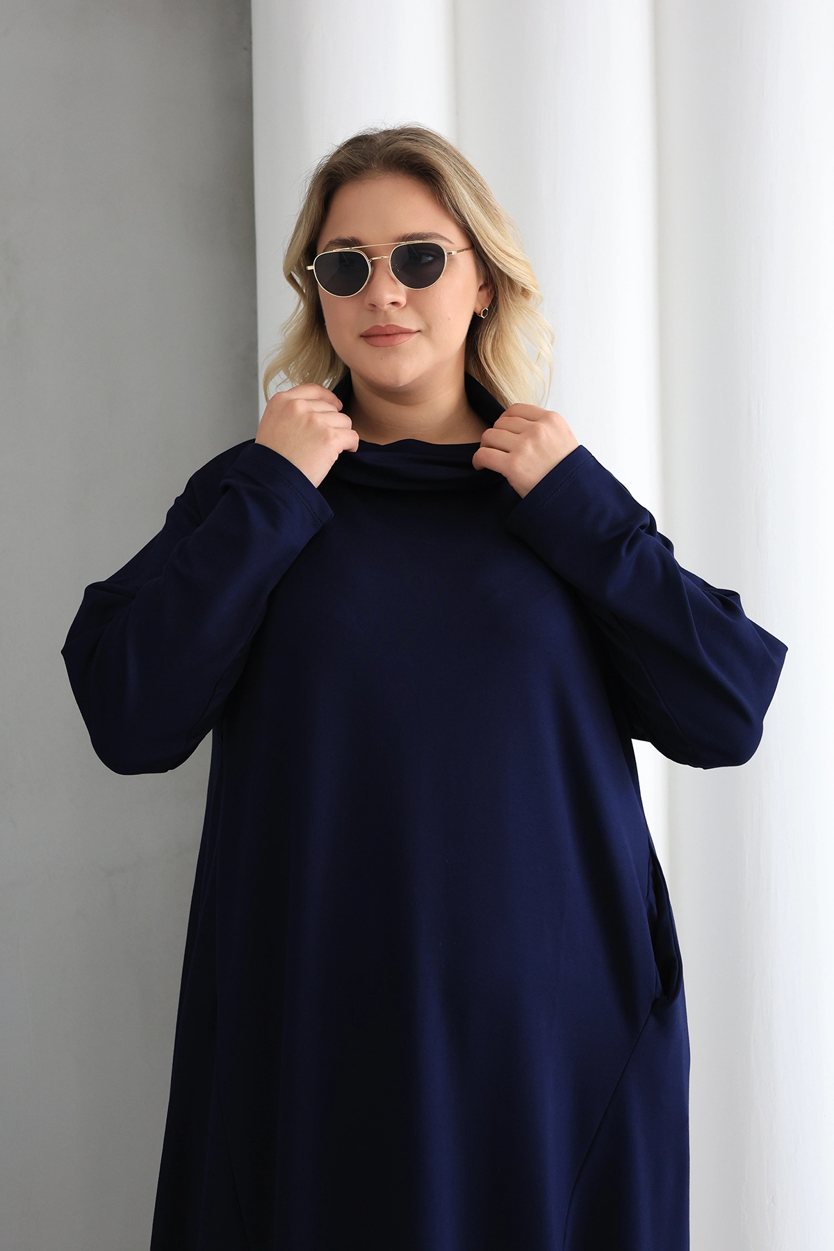 Oversize şal yaka Şık Tunik  – Günlük ve Ofis Kombinleri İçin ZPLUS XXL