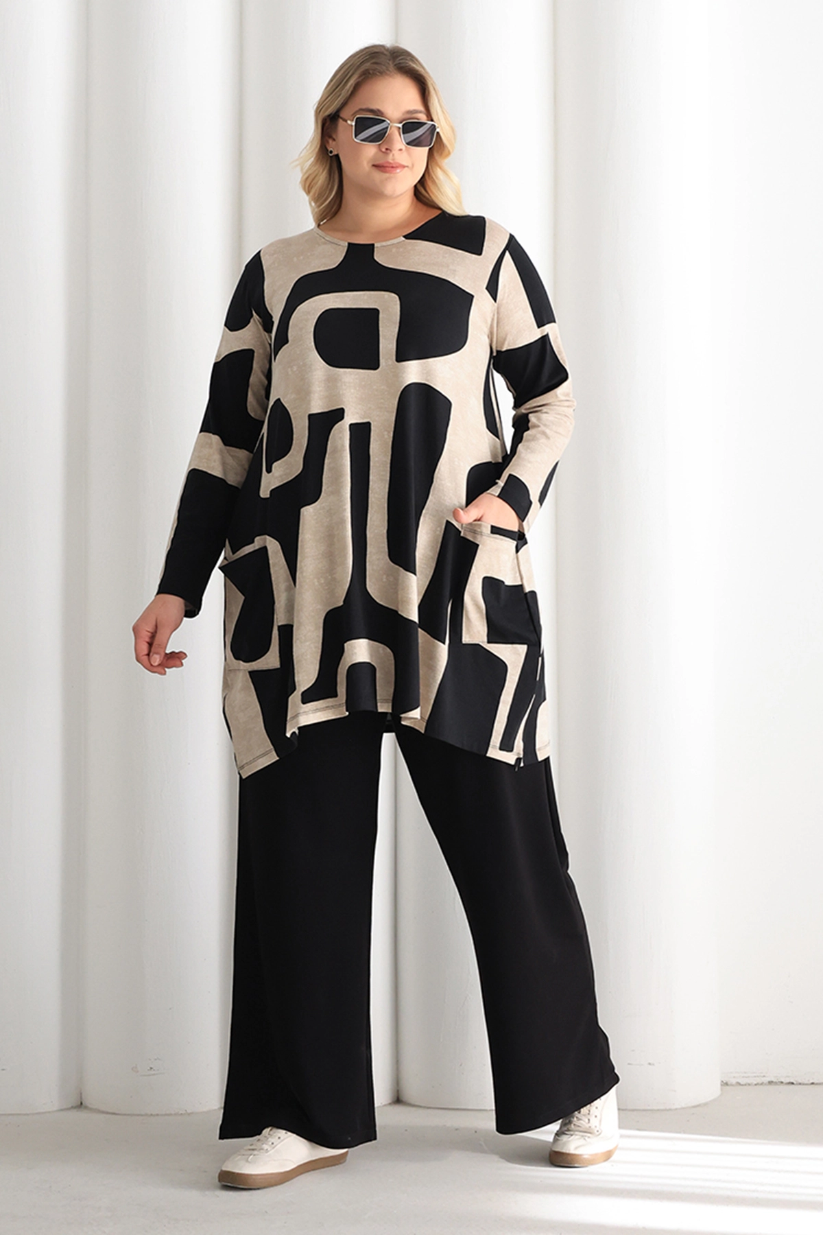 Cepli Desenli Oversize Tunik