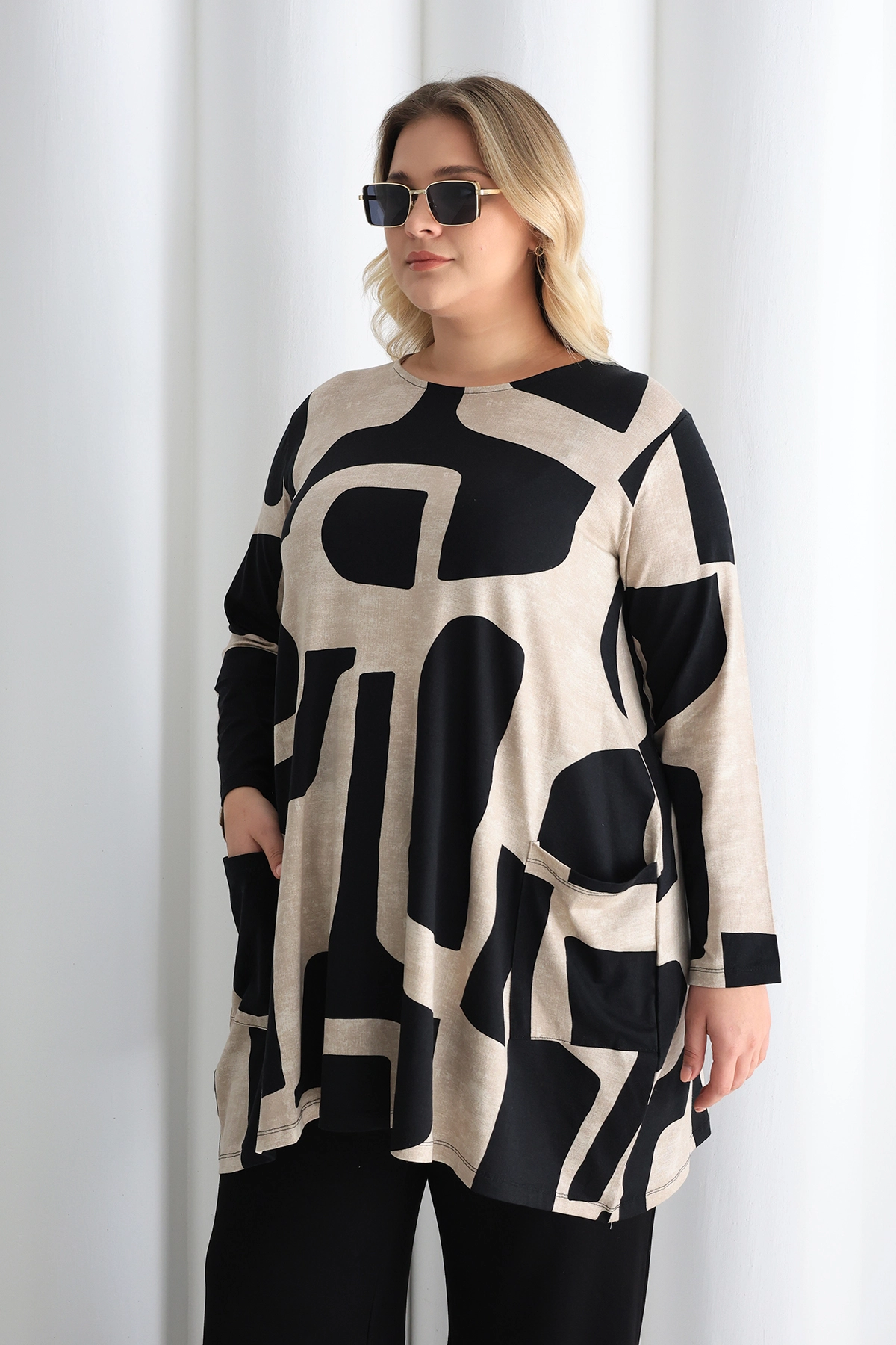 Cepli Desenli Oversize Tunik