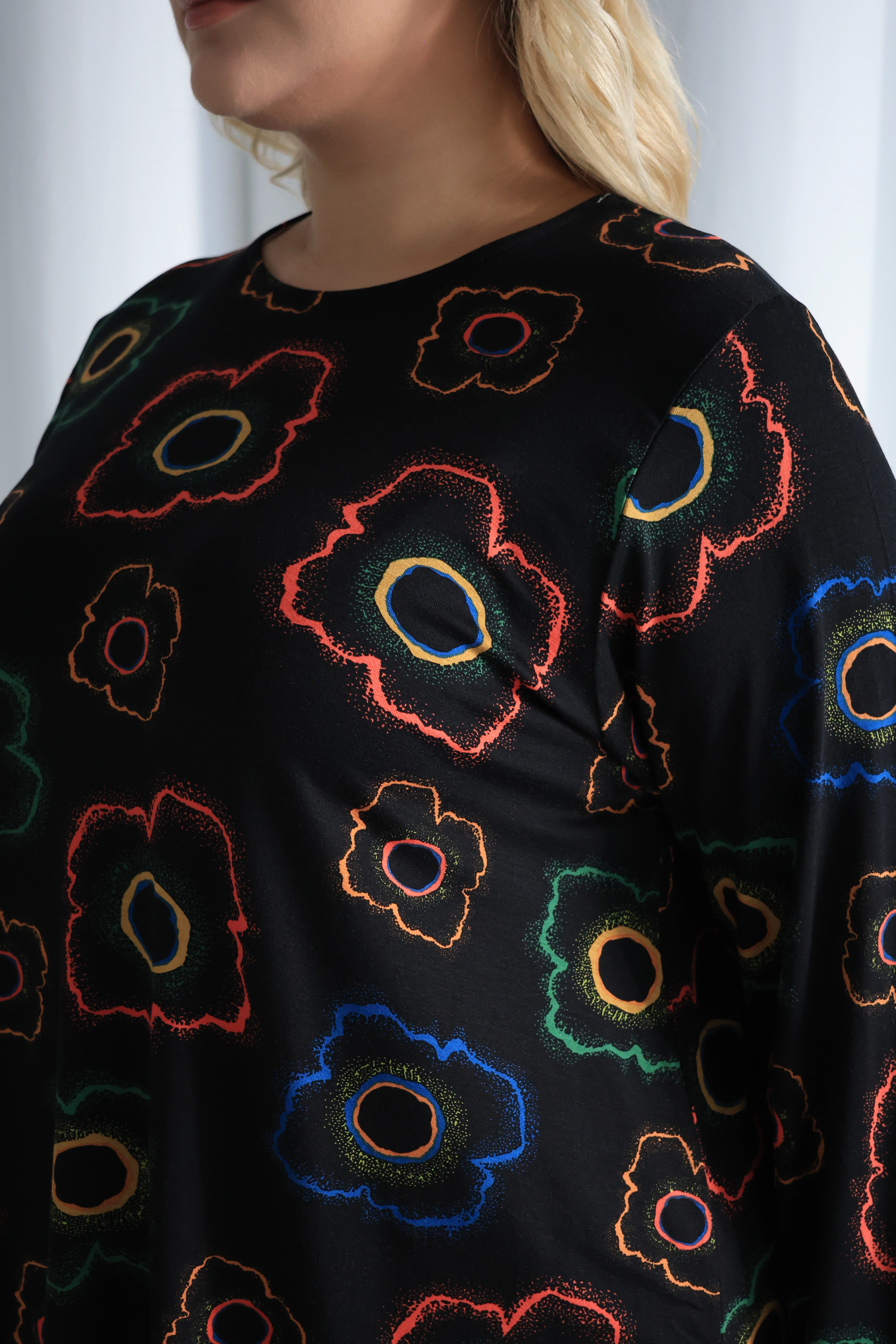 ZPLUS XXL İki Yanı Yırtmaçlı Desenli Oversize Tunik