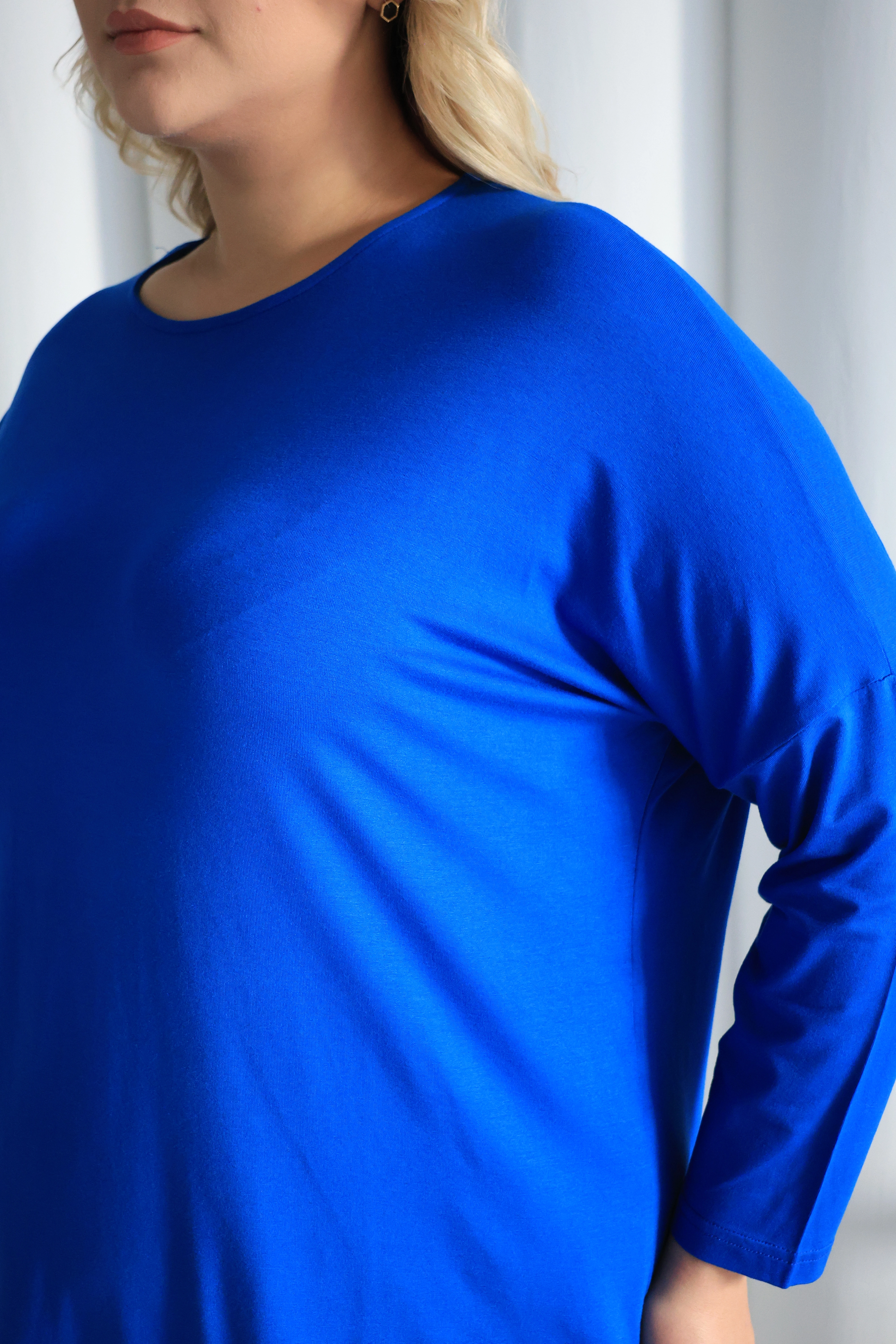 Asimetrik Kesim Desenli Oversize Bluz Büyük Beden ZPLUS XXL
