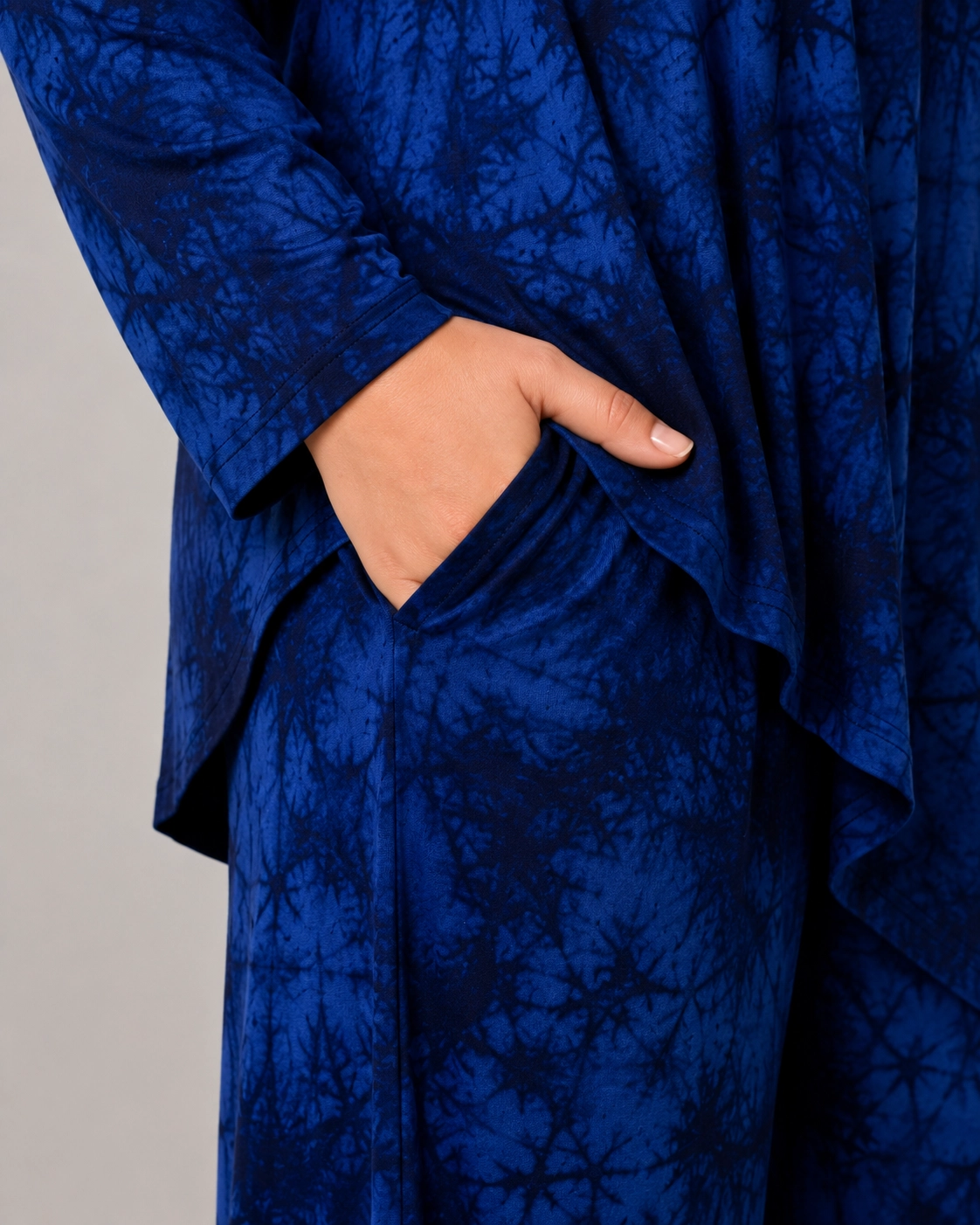 Büyük Beden Kadın İkili Asimetrik Takım batik siyah 42-60