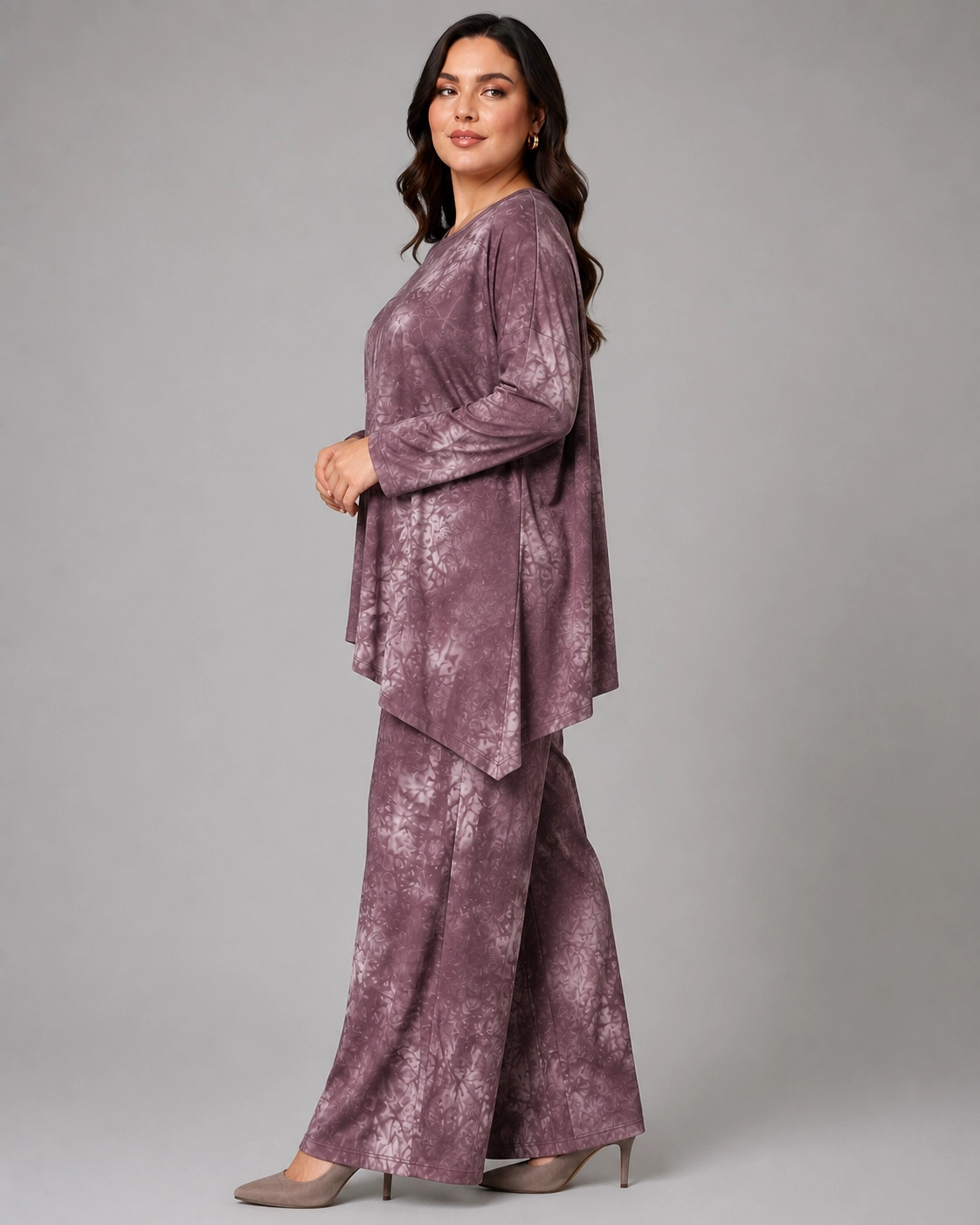 Asimetrik Tunikli Batik Takım KAHVE