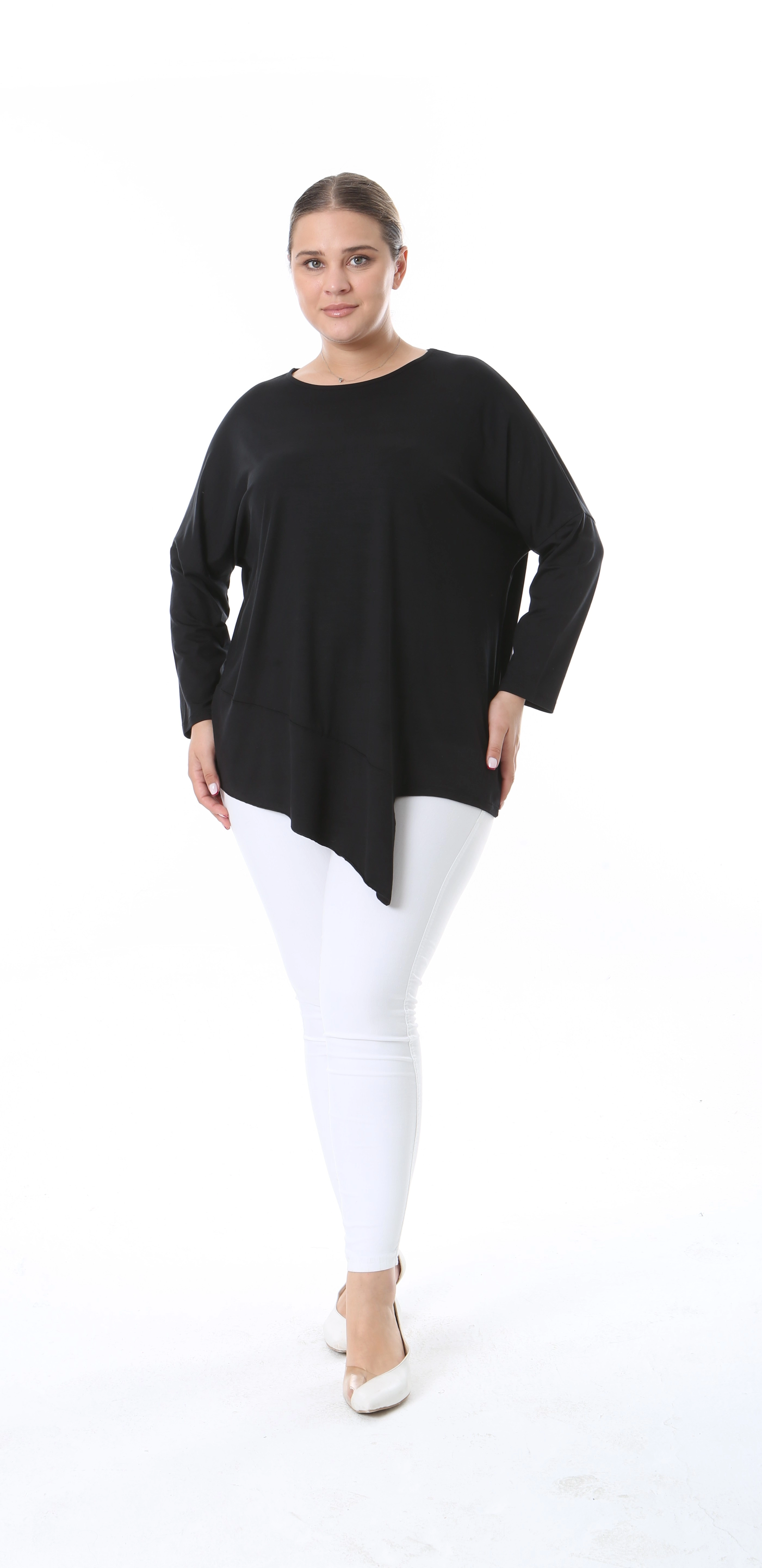 Asimetrik Kesim  Oversize Bluz Büyük Beden ZPLUS XXL
