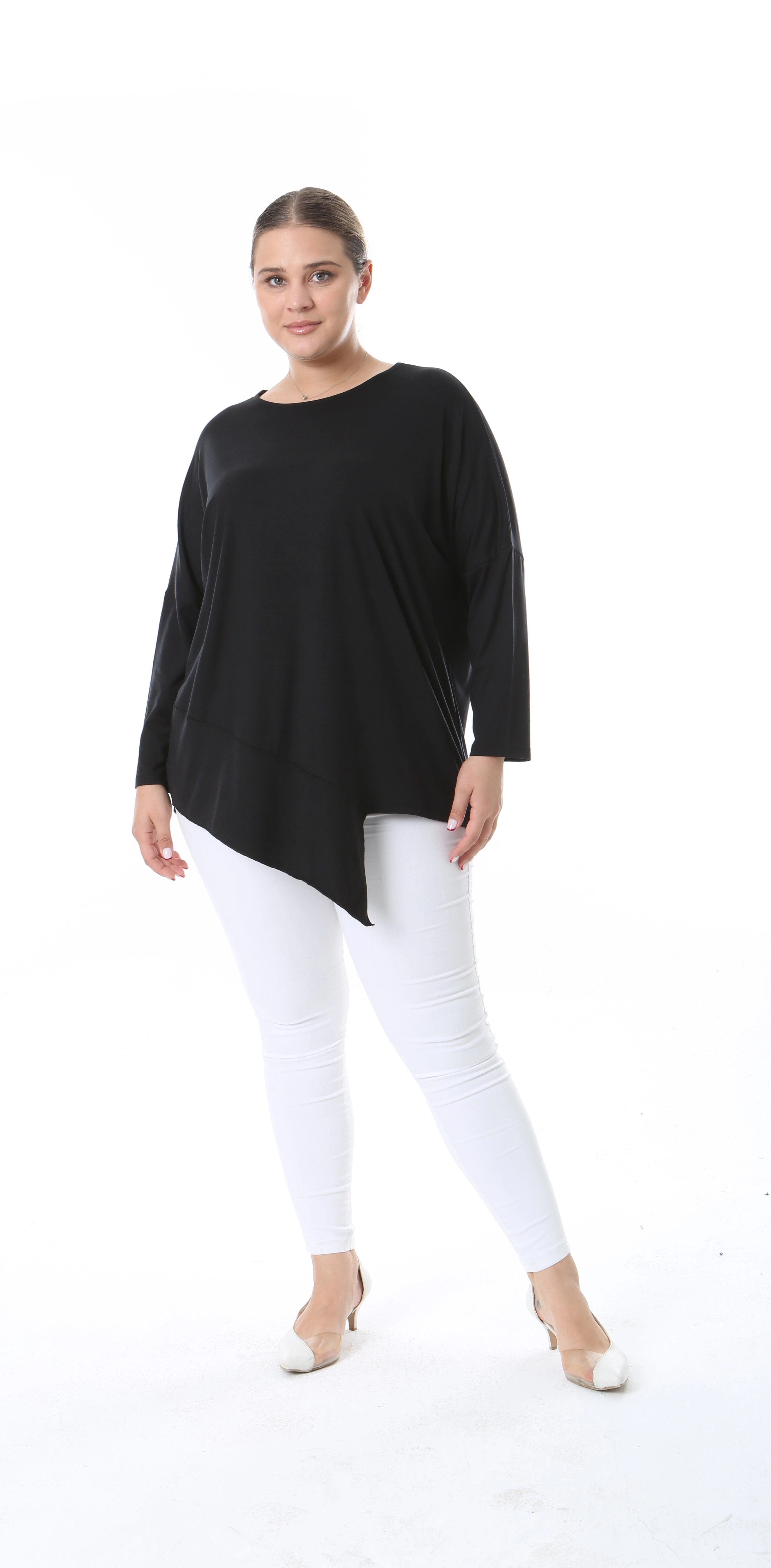 Asimetrik Kesim  Oversize Bluz Büyük Beden ZPLUS XXL