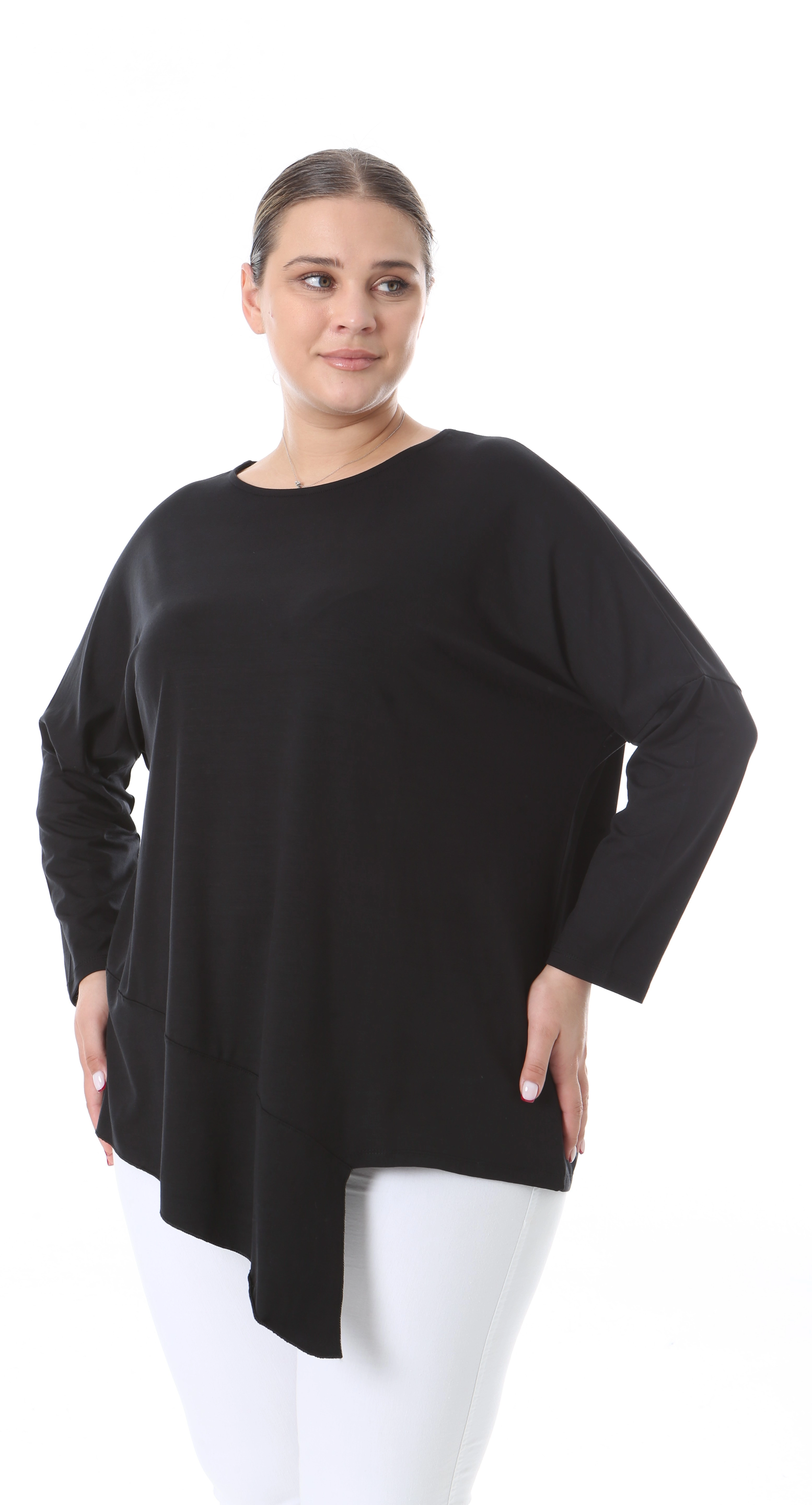 Asimetrik Kesim  Oversize Bluz Büyük Beden ZPLUS XXL