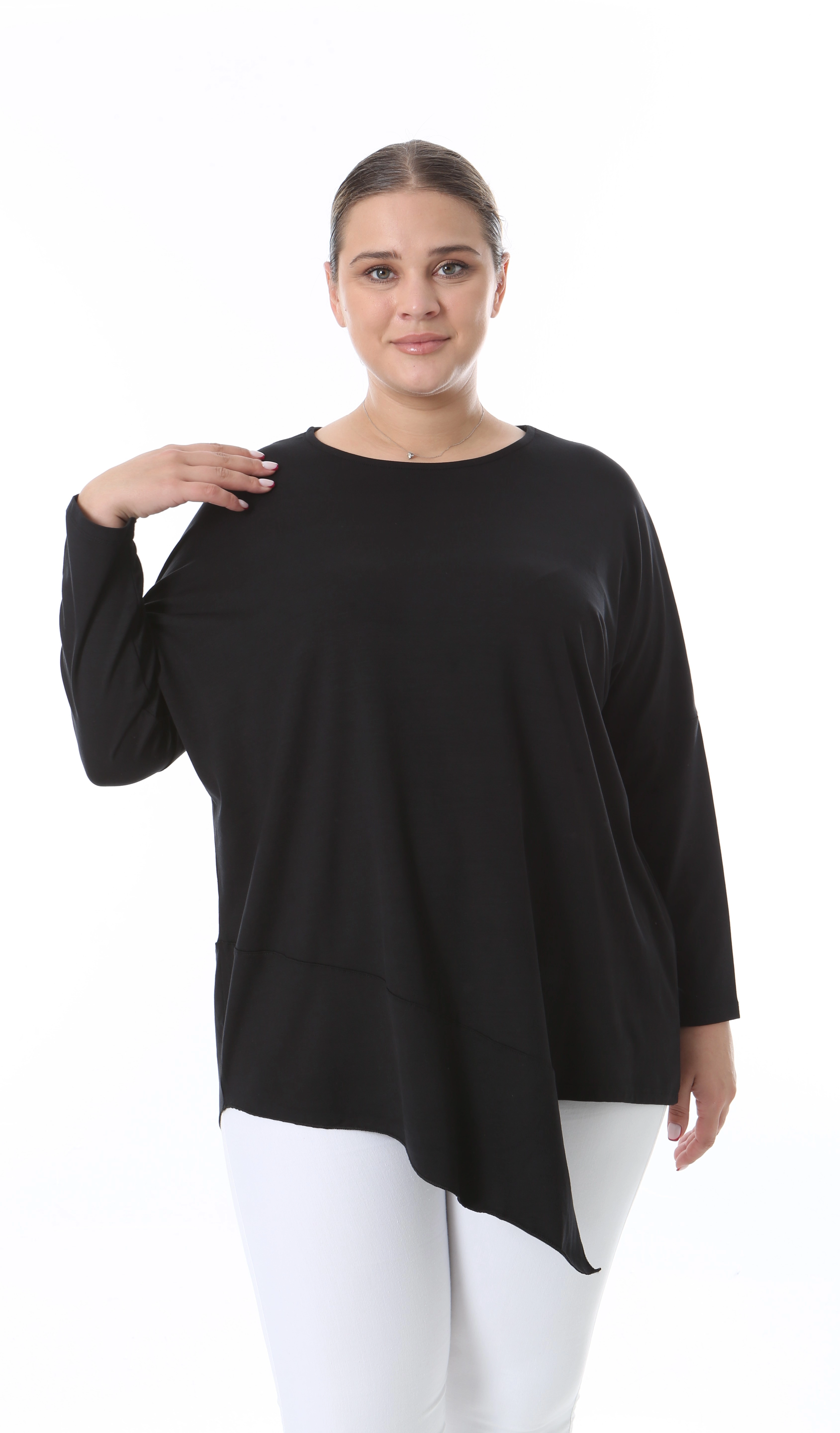 Asimetrik Kesim  Oversize Bluz Büyük Beden ZPLUS XXL