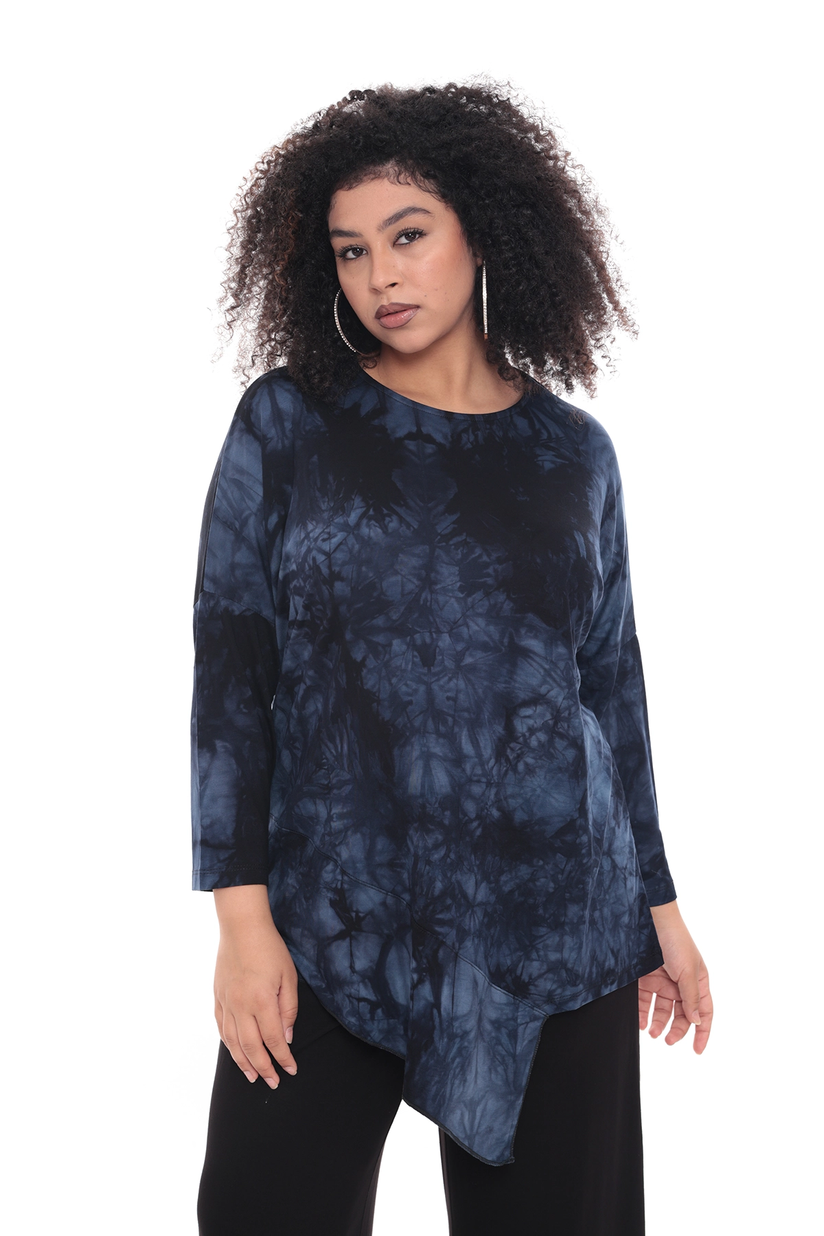 Asimetrik Batik LARCİVELT Uzun kol Bluz