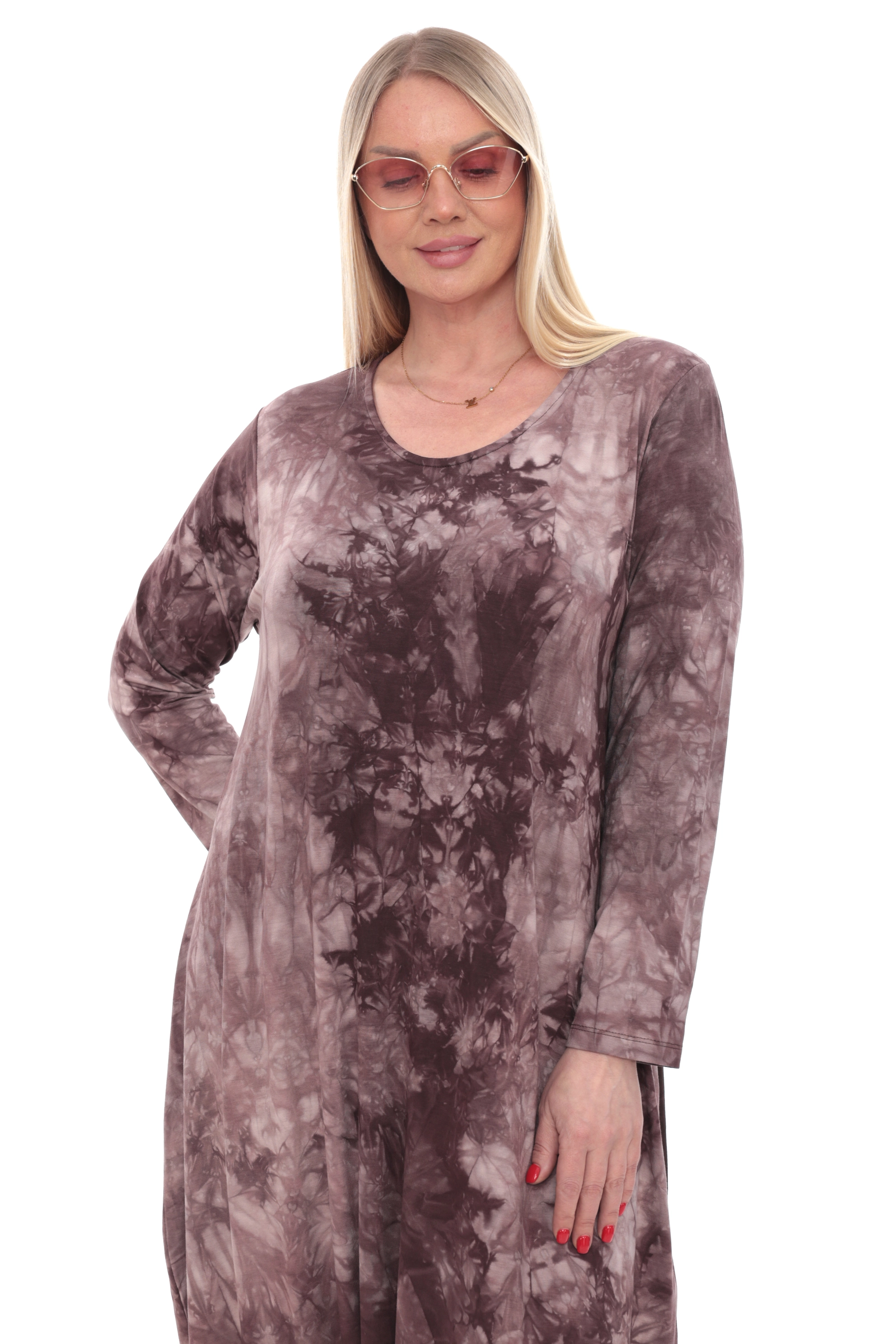Batik Desen Etek Ucu Çıtçıtlı Şalvar Elbise