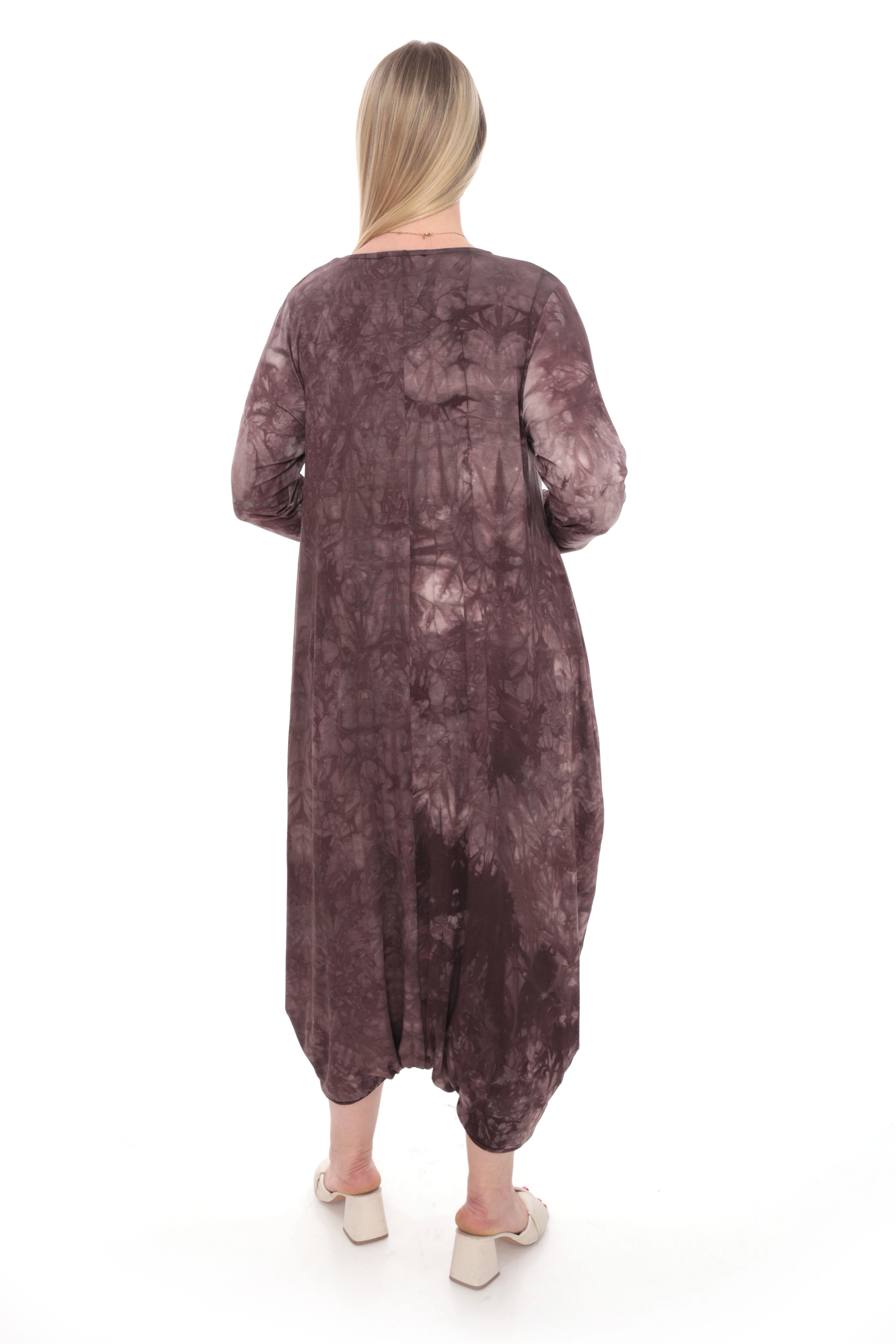 Batik Desen Etek Ucu Çıtçıtlı Şalvar Elbise