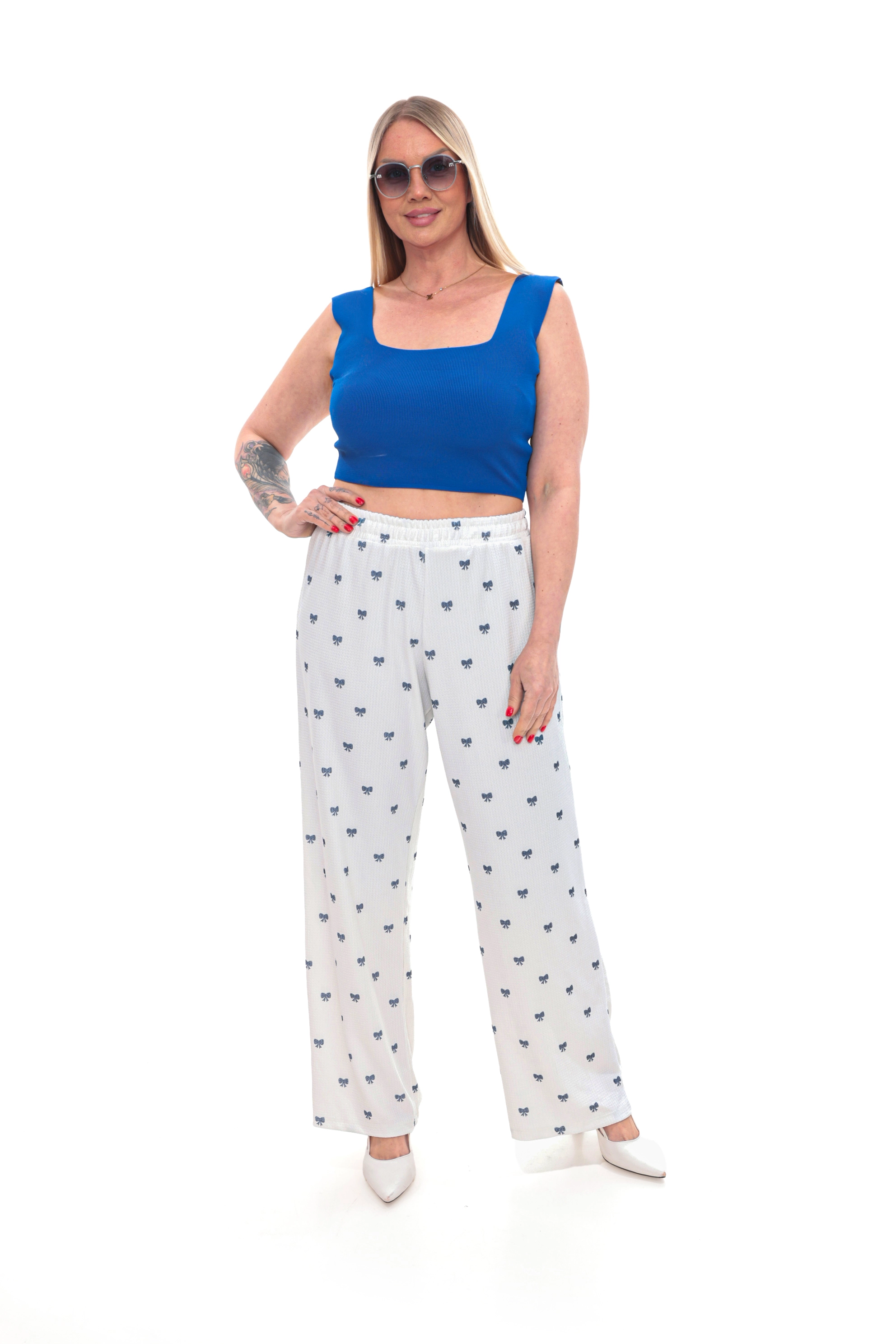 Kadın Rahat Form Beli Lastikli Geniş Paça Pantolon ZPLUS XXL/h1